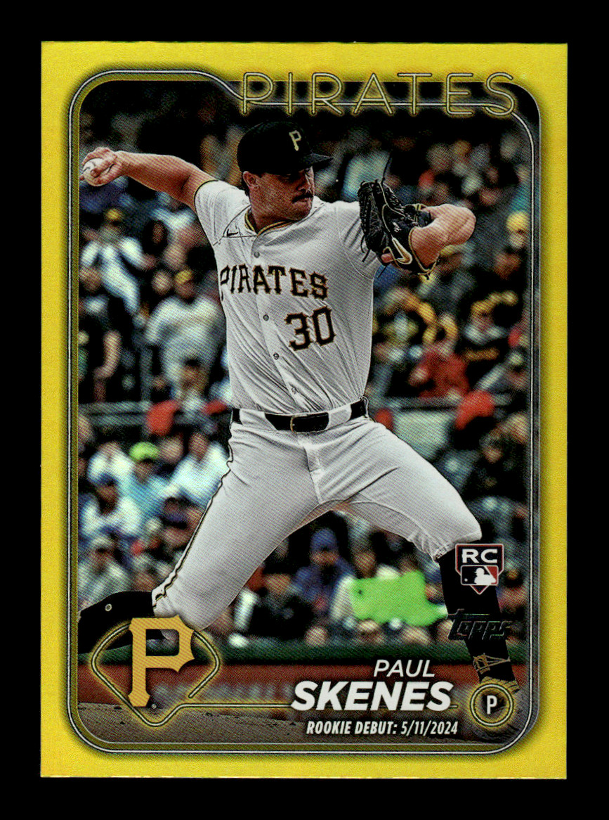 2024 Topps Update Series Paul Skenes #US288 Rookie Debut Yellow Rainbow Foil