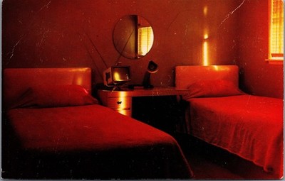 Gypsum Hills Motel & Cafe Medicine Lodge, Kansas 1960s Room View Postcard