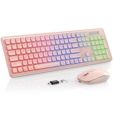 Wireless Keyboard and Mouse Combo, RGB Backlit, Rechargeable Light Up Letter...