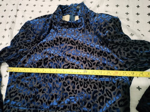 Plt blue velvet longsleeve ruched side dipped hem midi maxi dress size UK 16 - Picture 14 of 17