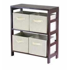 Winsome 92861 Capri 2 Section M Storage Shelf with 4 Foldable Fabric Baskets ...