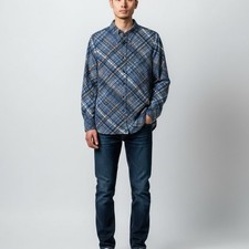 PRADA Check Pattern Cotton Dress Shirt Men's Sz 46 (M) Blue Multi Plaid Luxury
