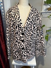 Linea Women's Size Xl Boxy Blazer Fully Lined Black/Pink Leopard Print