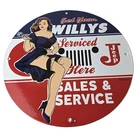 Vintage Jeep Vehicles Porcelain Sign - Gas Pump Sales Service Sign