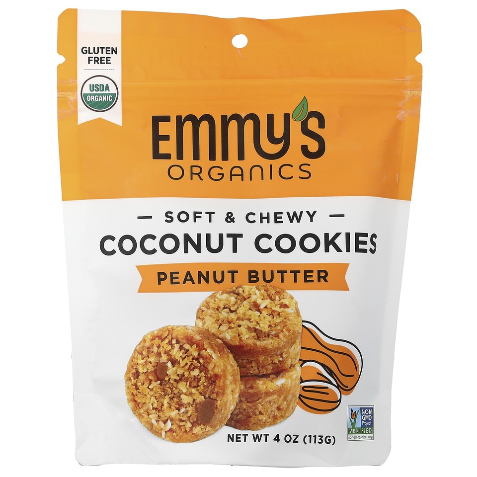 Soft & Chewy Coconut Cookies, Peanut Butter, 4 oz (113 g)