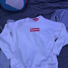  MINT CONDITION WHITE SUPREME BOX LOGO CREWNE...