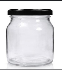 Clear Glass Jars With Black Lids 500ml job lot