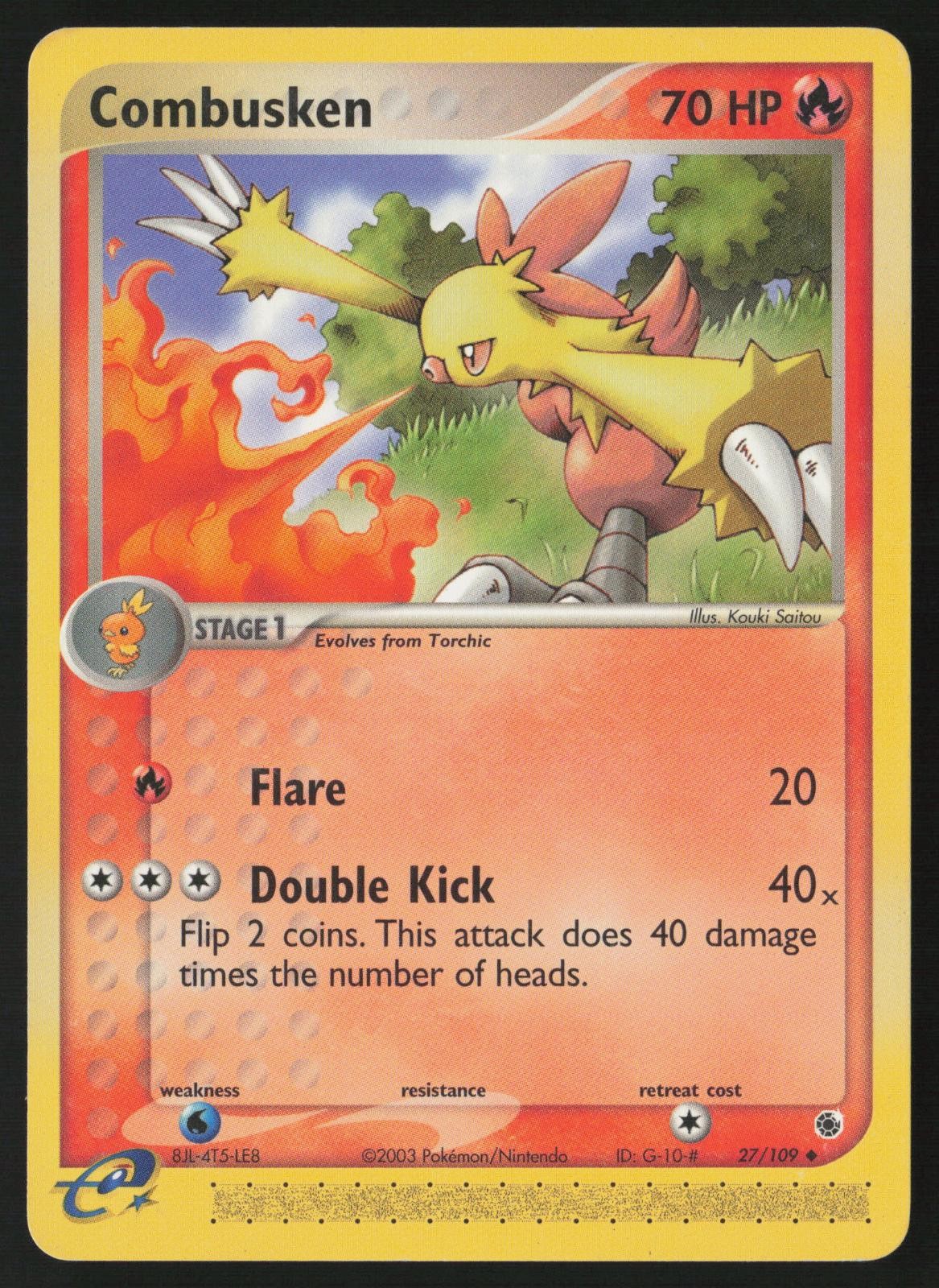 Combusken 27/109 Uncommon Ruby & Sapphire Pokemon Moderately Played