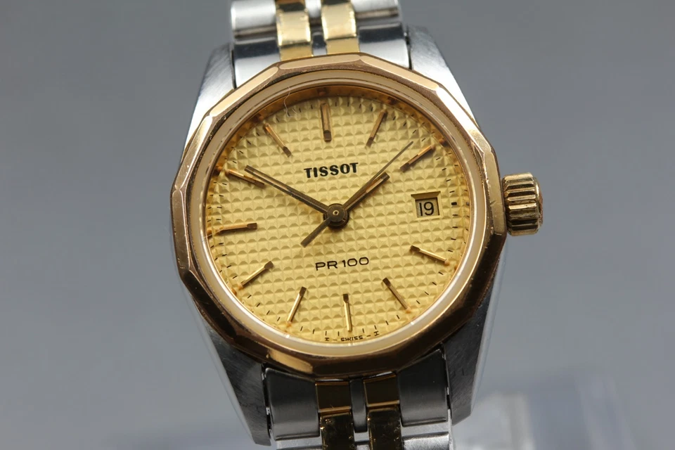 Vintage 1983 [IN Der Nähe Mint] Tissot PR100 Gold Silber Qz Damenuhr Aus Japan - Bild 3 von 4