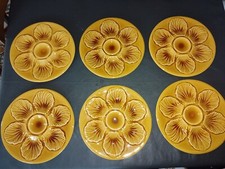 Vintage proceram Set of 6 Oyster Plates French Faience Majolica