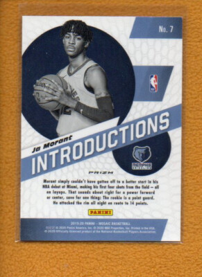 Ja Morant 2019-20 Panini Mosaic BK Rookie Introductions Mosaic