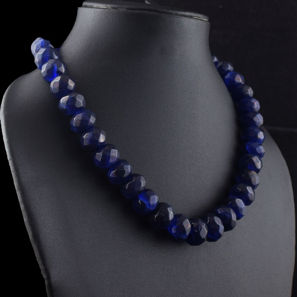 Exclusive Faceted Blue Sapphire 718.00 Cts Beaded Jewelery