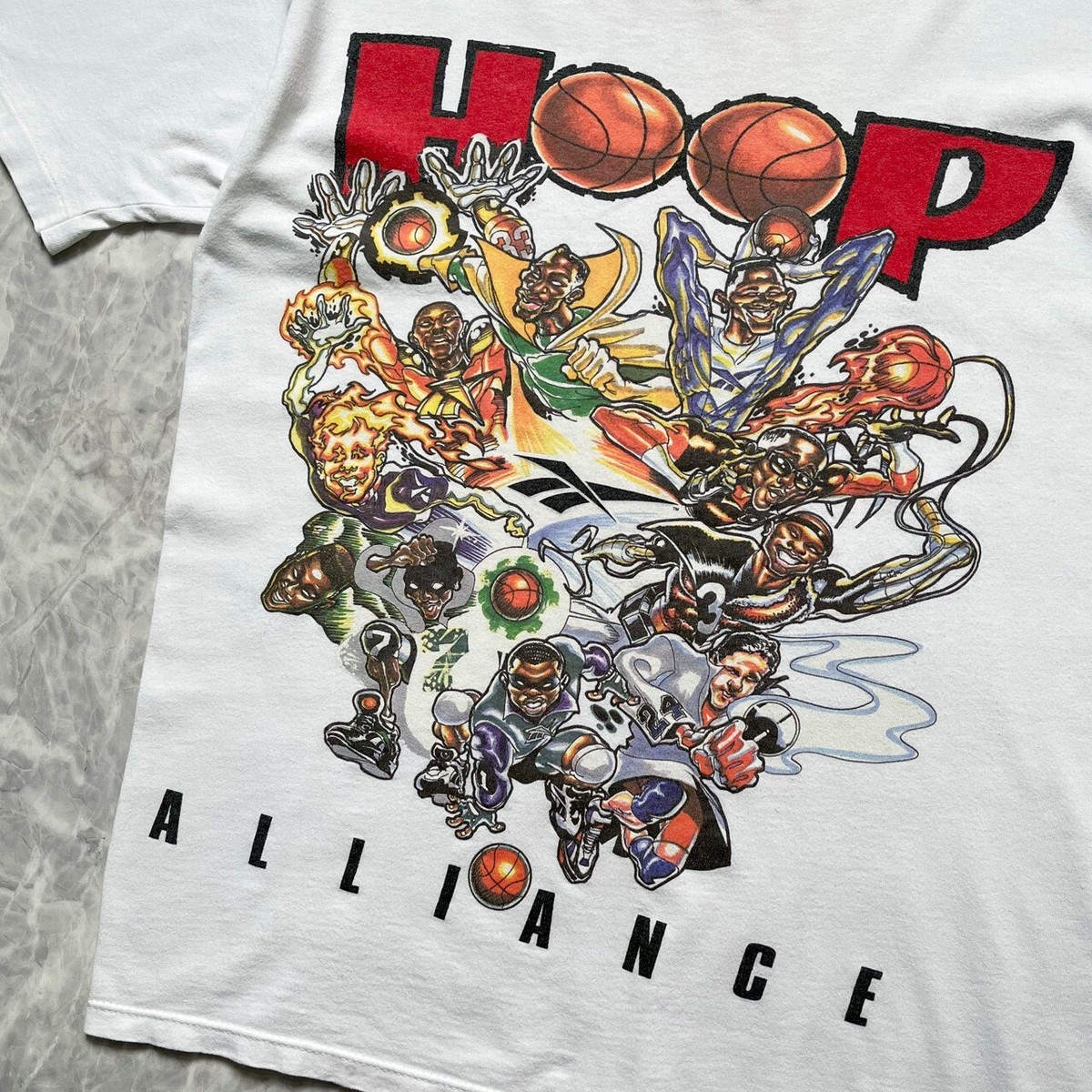 VTG 90s NBA REEBOK KEMP WILKINS BROWN HOOP ALLIANCE CARICATURE T