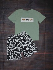 NEW Farm Cows Boutique Boys Shorts Outfit Set