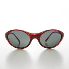 Brown Bug Eye Goggle Wrap Vintage Sunglass - Skip