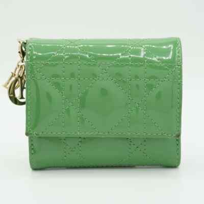 ○Christian Dior Lady Lotus Wallet Cannage Green Trifold | eBay