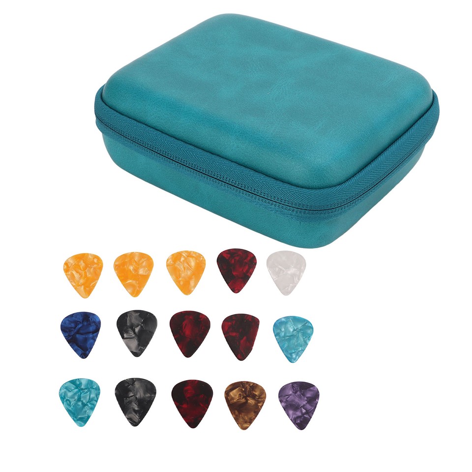 (Blue Guitar Pick Bag Set Large Space Waterproof Good Protection EVA