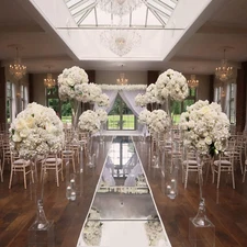 Silver Metallic Mirror Aisle Runner Dance Floor Carpet for Wedding 4×33 Ft, Mirr