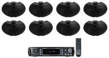  8 Rockville D4-16 Black Dual 4" 16 Ohm Outdoor Home Patio Speakers Receiver