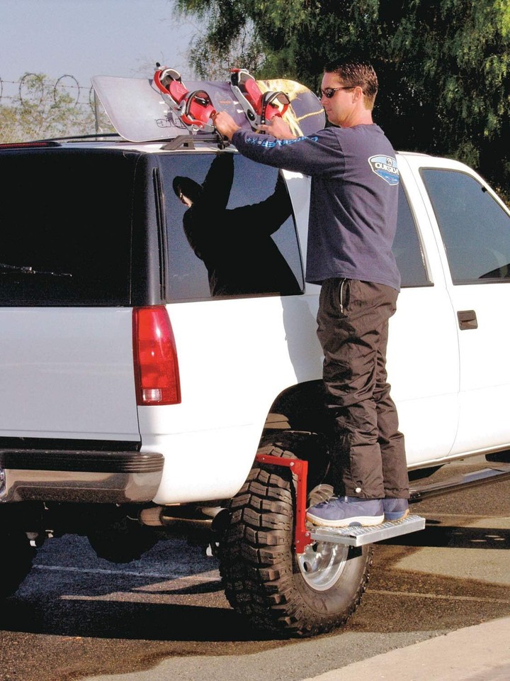 Heavy Duty Tire Step for Truck, SUV, NonSlip Steel Surface, Adjustable