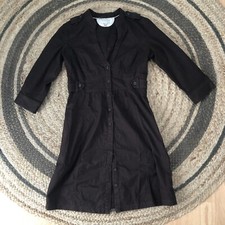 VINTAGE OLD LABEL MANGO BROWN SHORT SLEEVE BUTTON UP SHIRT DRESS size S 90s Y2k