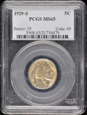 1929-S 5C Buffalo Nickel PCGS MS65