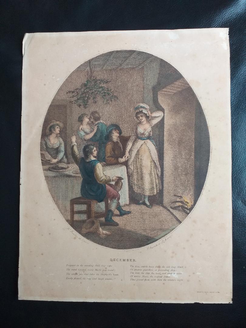 Bartolozzi F., two original etchings late 19th century "December" and "August" .