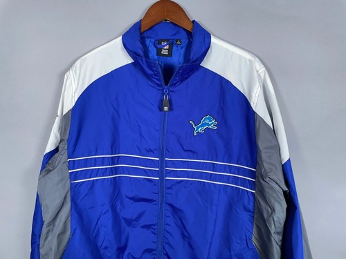 Reebok Detroit Lions Zip Up Windbreaker Jacket Adult Large Blue Gray Lightweight - Picture 9 of 13
