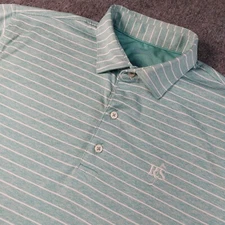 Johnnie-O Mens Golf Polo Shirt Large Seaglass Striped Performance Rock Spring NJ