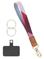 Wrist Lanyard for Keys Leather Keychain Holder with Metal Clasp and Phone Tet...