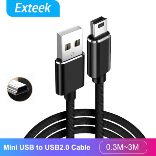 Mini USB To USB TYPE A 2.0 Cable Mini-B 5Pin Charging Cord Data Sync Braided - Picture 1 of 16