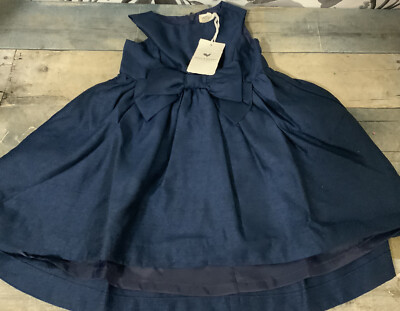 ⚡️Hope & Henry Girl's Taffeta High-Low Bow Party Dress - Navy (6-12m)