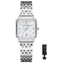 Women's Stainless Steel Square Rhinestone Dial Quartz Dress Wrist Watch Bracelet