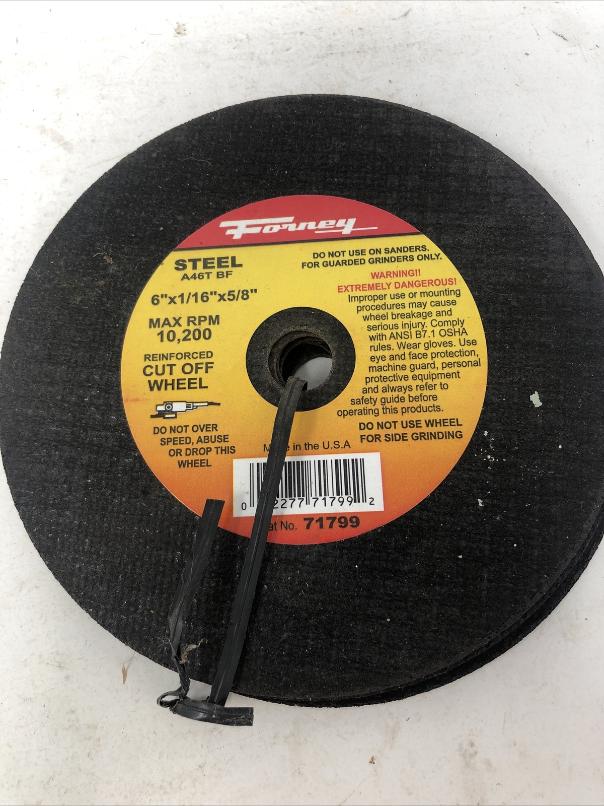 Forney 71857 4" Cut-Off Wheel For Metal - Type 1, A46T-BF, 5/8" Arbor - View #5
