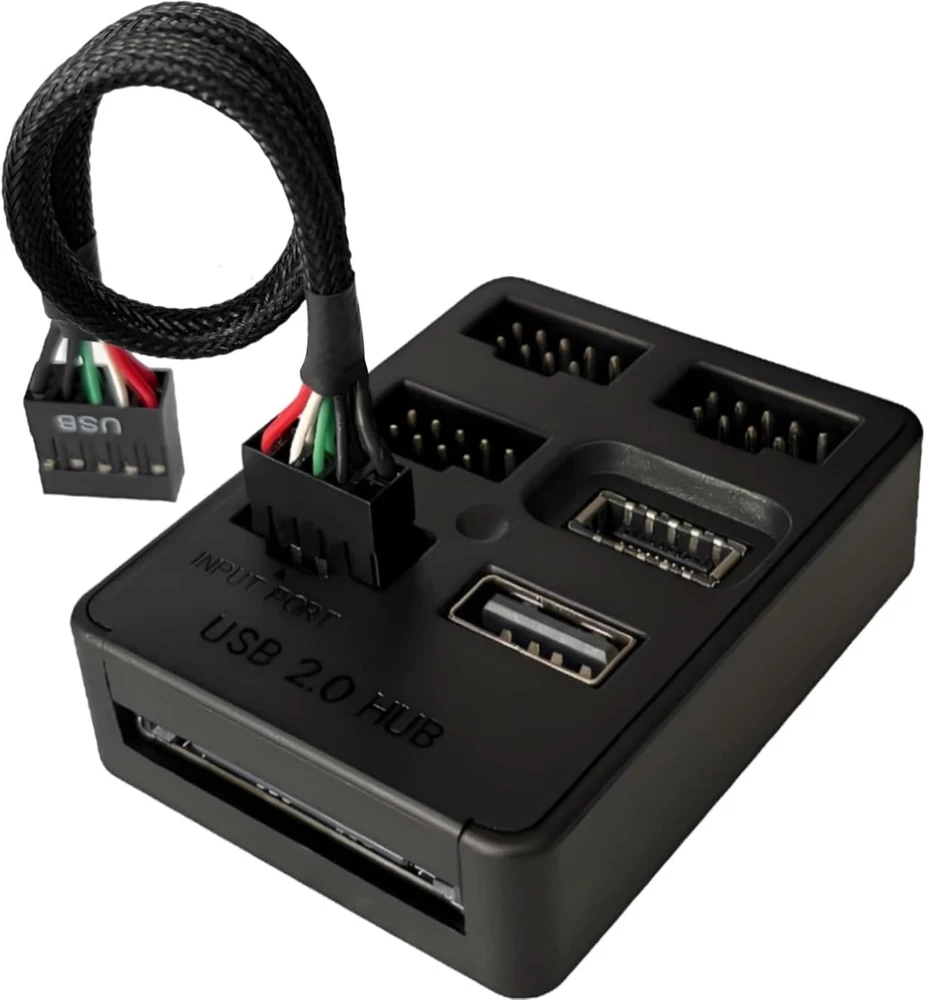 5-Port Internal USB 2.0 Hub with 9-Pin Motherboard Header Splitter
