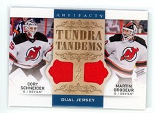 2014-15 UD ARTIFACTS TUNDRA TANDEMS DUAL JERSEY CORY SCHNEIDER MARTIN BRODEUR