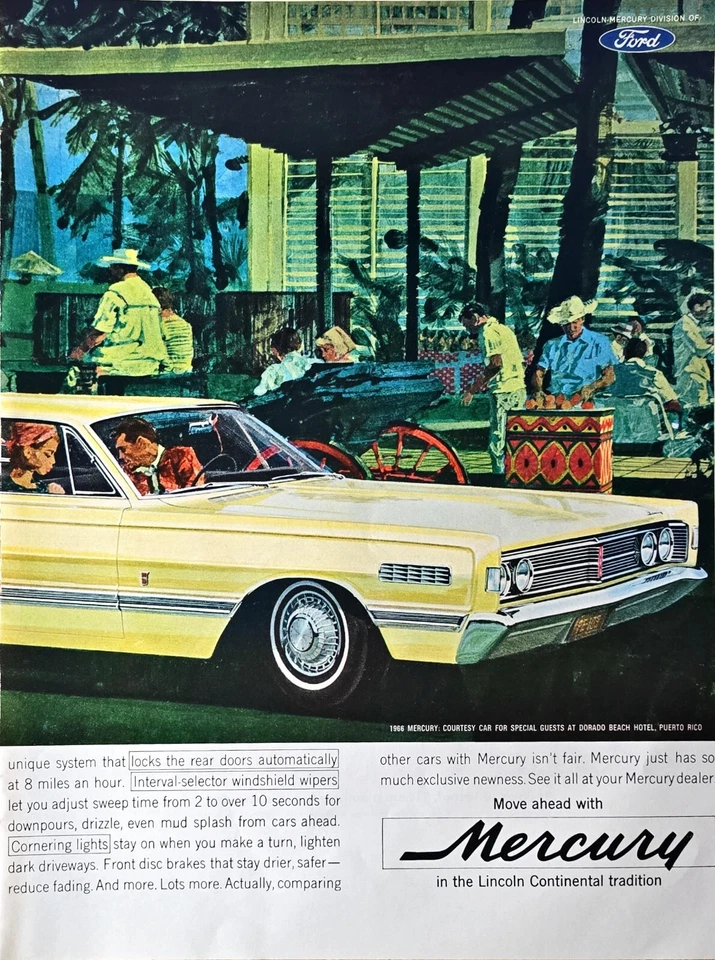 Mercury Yellow Lincoln continential Tradition 2 page Relaxing 1965 Vintage print - Image 2 of 3