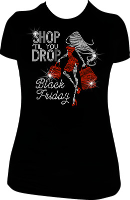 BLACK FRIDAY SHOPPING RHINESTONE MEGA  BLING SHIRT