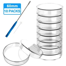 10Pcs 60mm Glass Petri Dishes with Lids Autoclavable Lab Petri Plates Reusable