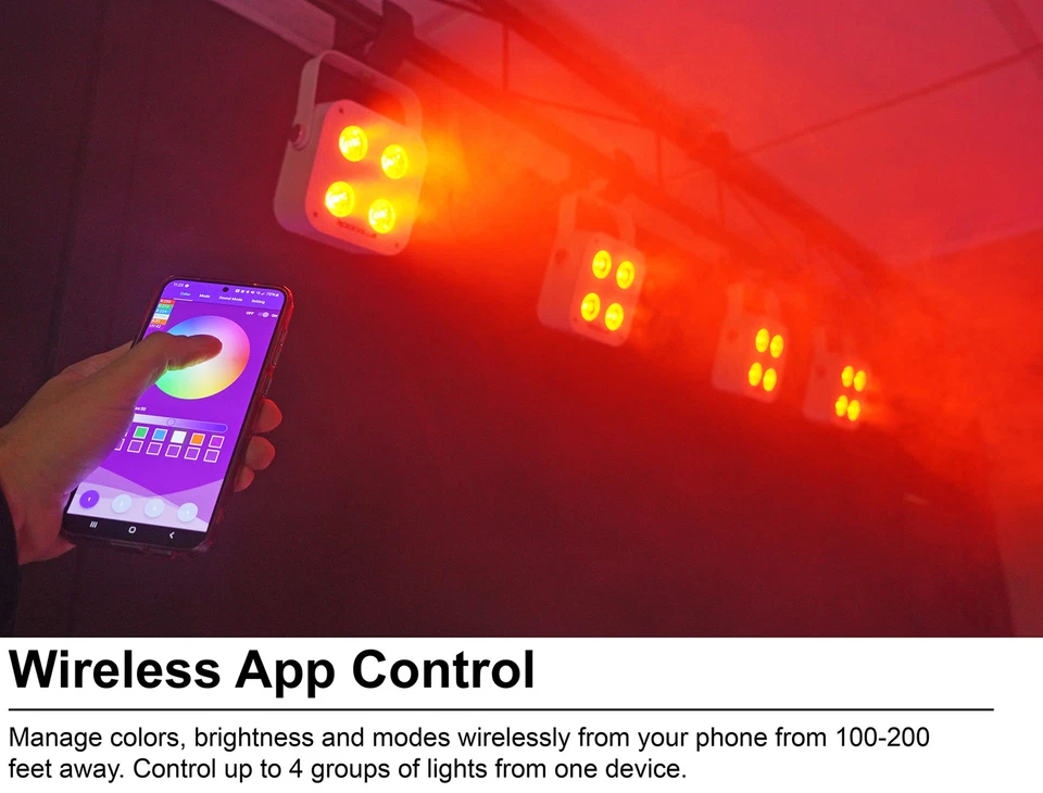 Rockville 4 PACK MINI IR4 White DJ/Party Par Wash Up Lights+Wireless DMX+App+Bag - Image 3 of 4