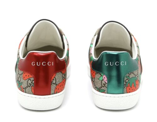 NUOVE sneakers da donna Gucci Ace Interlocking GG, beige/fragola (taglia 35) - Foto 3 di 12