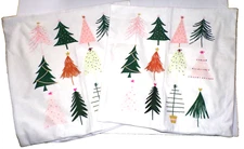 2 New zip Pillow Covers 17x17 Holiday Christmas Tree print Dsk