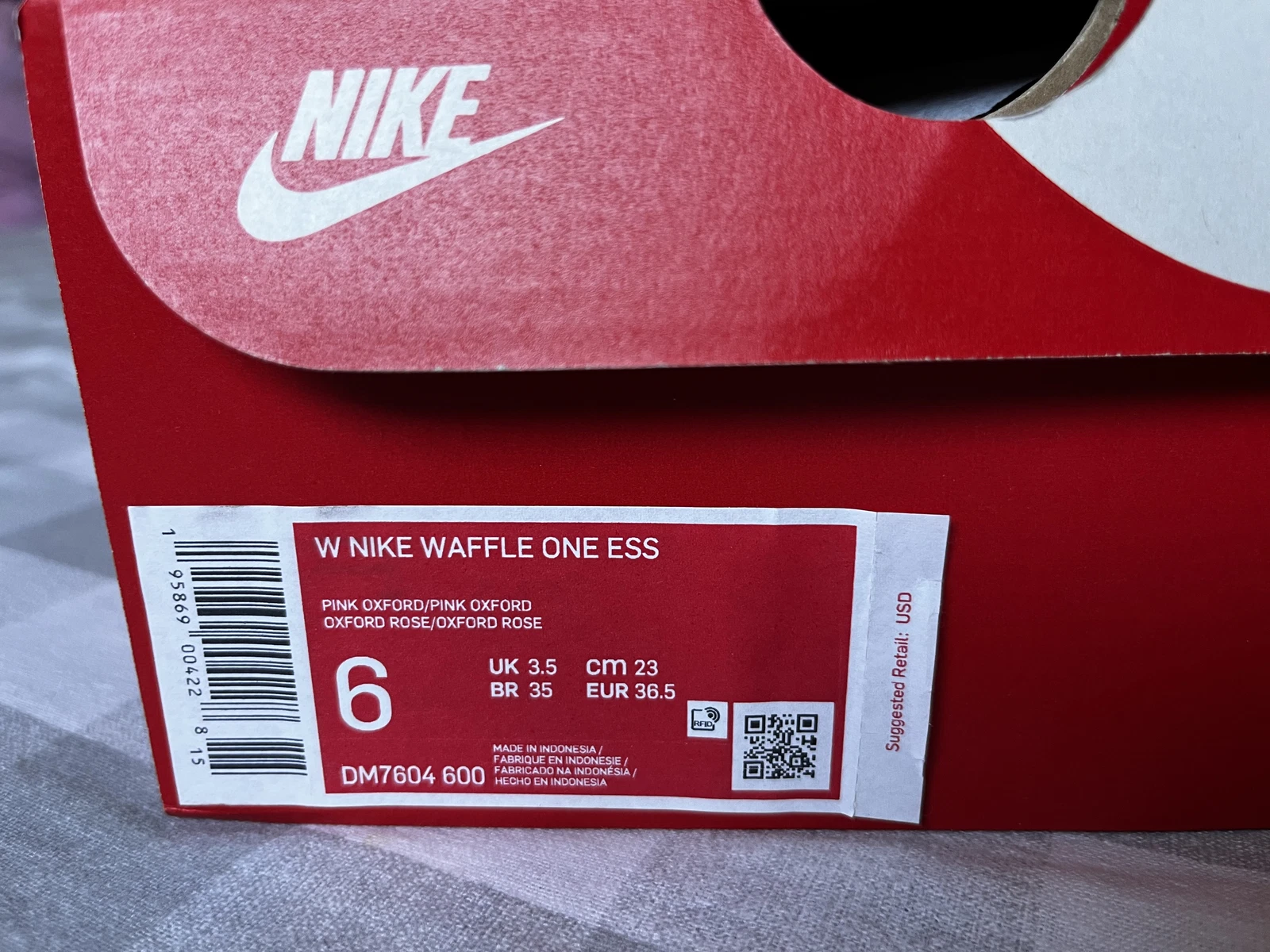 scarpe nike waffle one donna taglia US 6.0 Oxford colore rosa