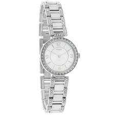 NEW Timex Classic T2P415 Crystal Ladies Silver Dial Stainless Steel Quartz Watch
