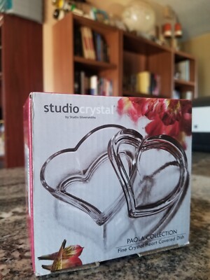 StudioSilversmiths #43593 Heart Trinket Box Fine Crystal - Paola Collection