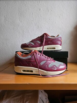 Nike Air Max 1 EU45 Patta Rush Maroon Sneaker Gebraucht Force 97 90 Herren 