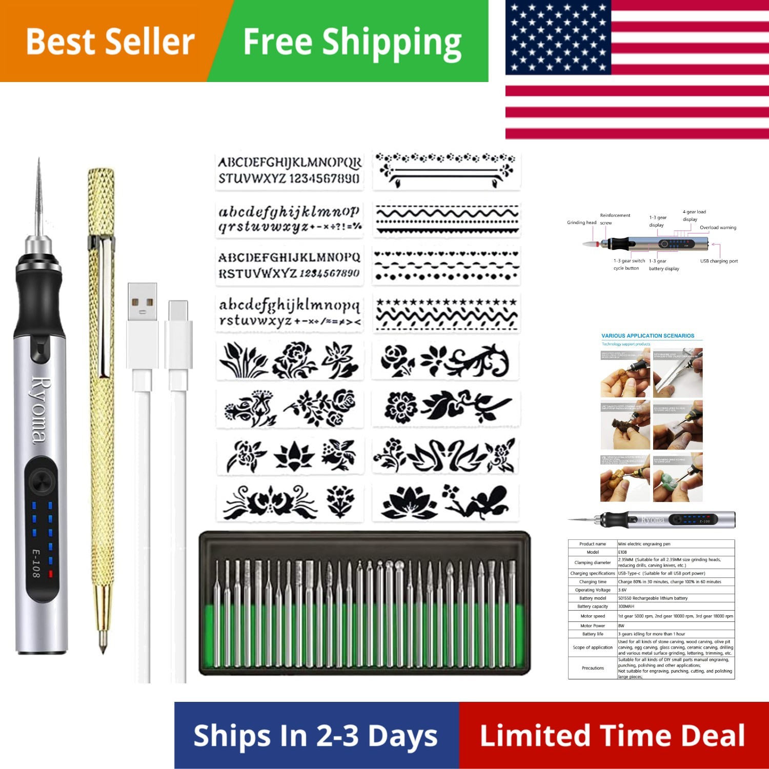 Rechargeable cordless Electric Micro Engraver Pen Mini DIY E