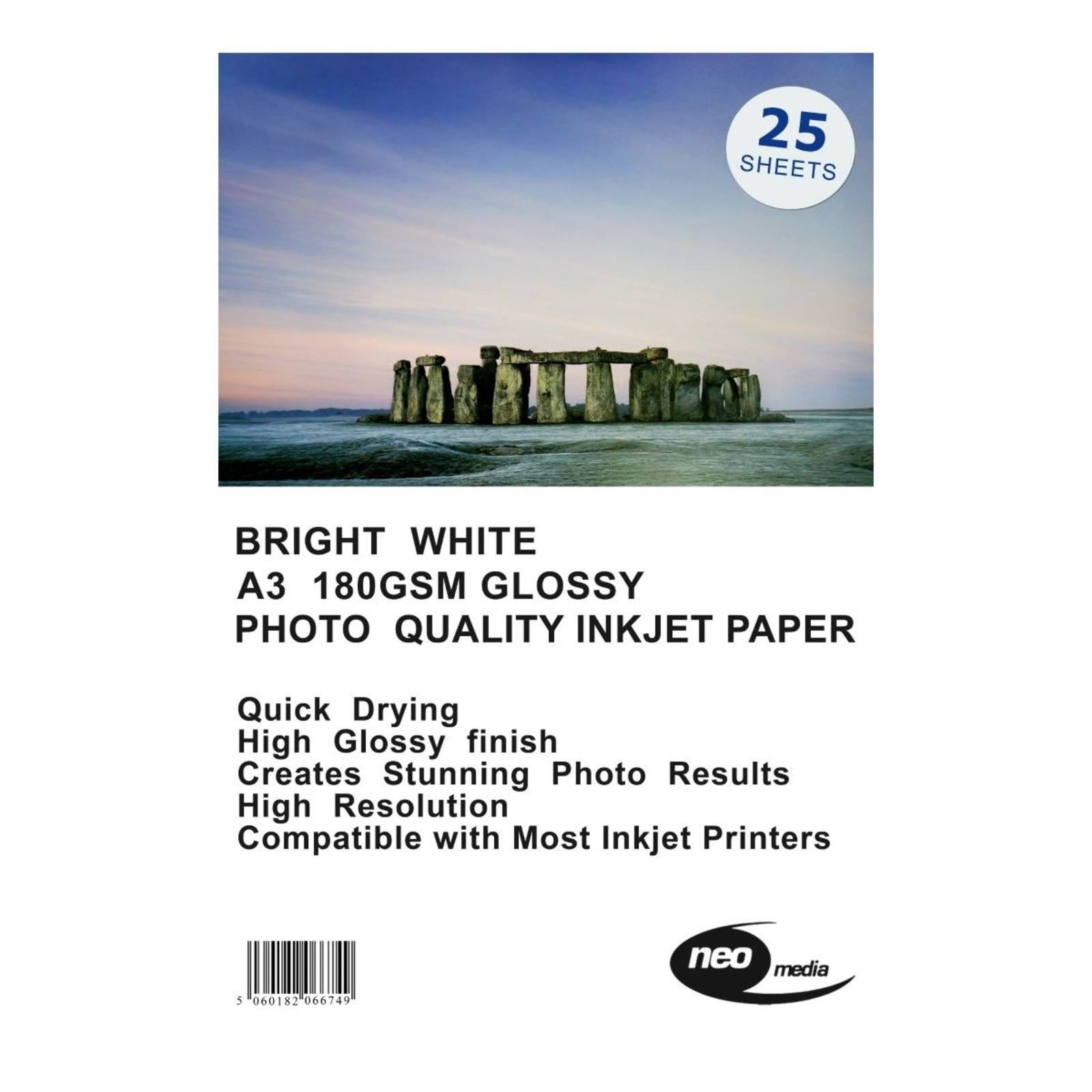 Neo Media Glossy A3 Inkjet Photo Paper 180gsm - 25 Sheets