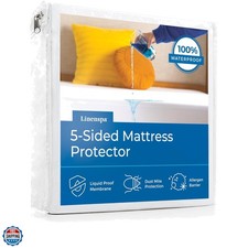 5-Sided Waterproof Mattress Protector   Breathable, Fitted Sheet Style, Machi...