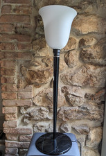 Lampe art déco MAZDA LITA en acier LAQUÉ NOIRE craquelé écaille en parfait état.